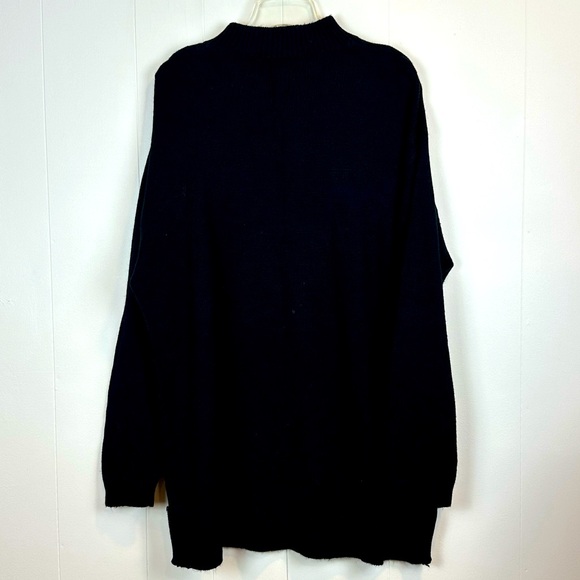 Vintage Oversized Rose Embroidered Cross Stitch Mock Neck Long Sweater Size XL - Picture 2 of 8